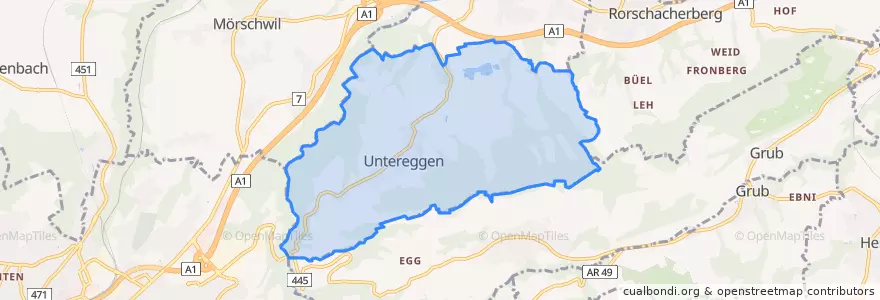 Mapa de ubicacion de Untereggen.