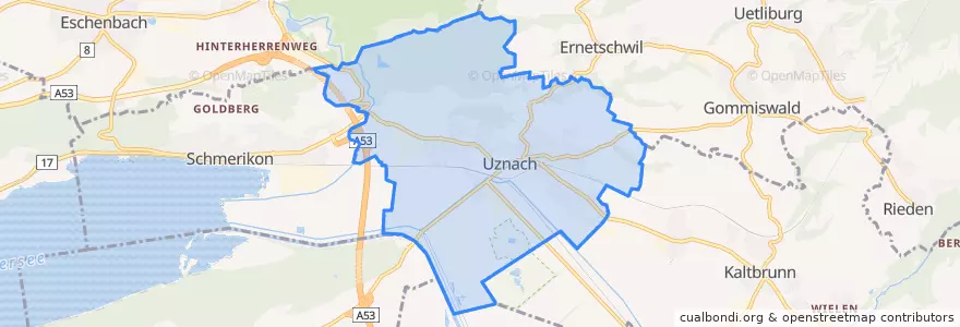 Mapa de ubicacion de Uznach.