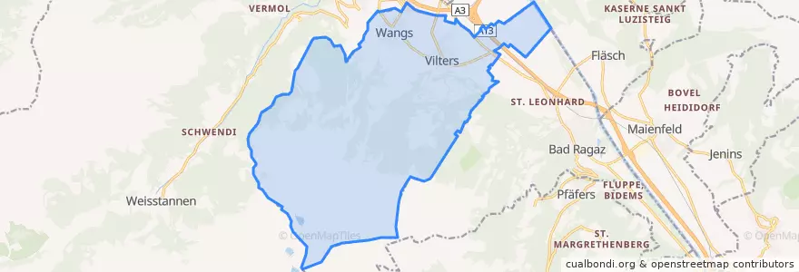 Mapa de ubicacion de Vilters-Wangs.