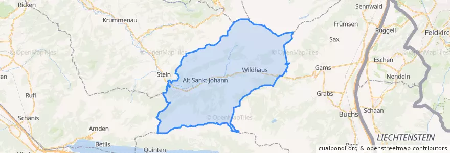 Mapa de ubicacion de Wildhaus-Alt St. Johann.