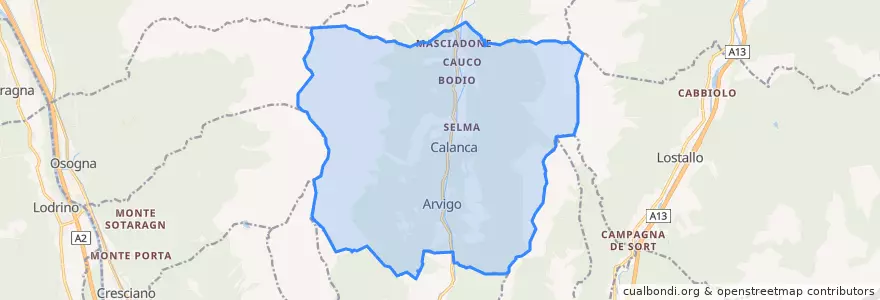 Mapa de ubicacion de Calanca.
