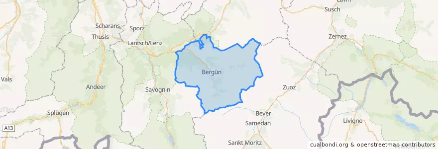 Mapa de ubicacion de Bergün Filisur.