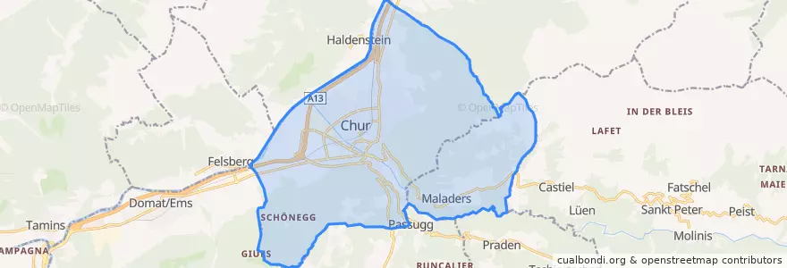 Mapa de ubicacion de Chur.