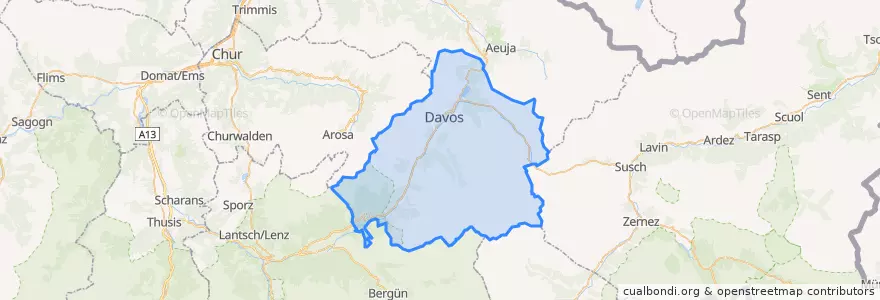 Mapa de ubicacion de Davos.