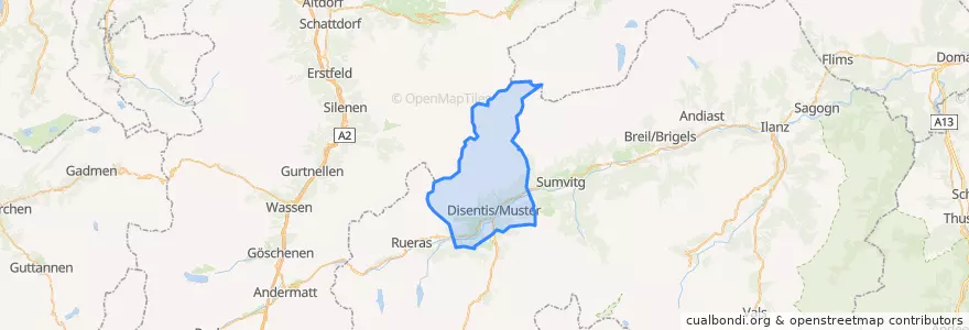 Mapa de ubicacion de Disentis/Mustér.