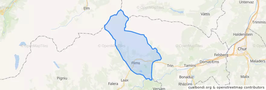 Mapa de ubicacion de Flims.