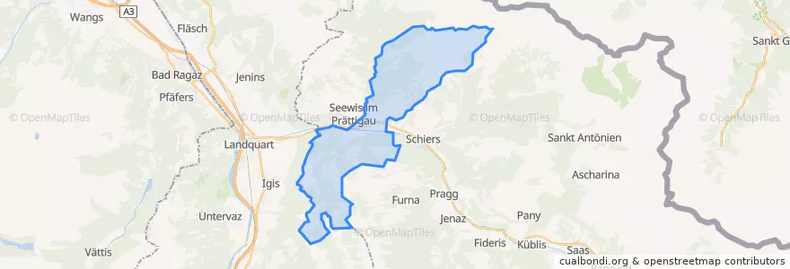 Mapa de ubicacion de Grüsch.