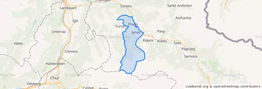 Mapa de ubicacion de Jenaz.