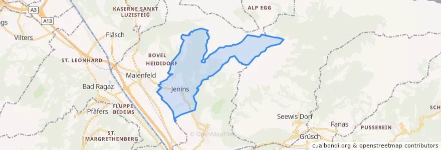 Mapa de ubicacion de Jenins.