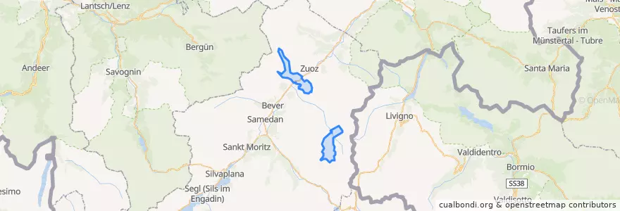 Mapa de ubicacion de Madulain.