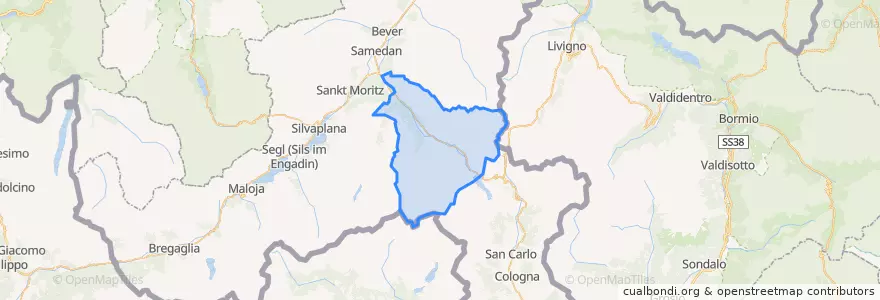 Mapa de ubicacion de Pontresina.