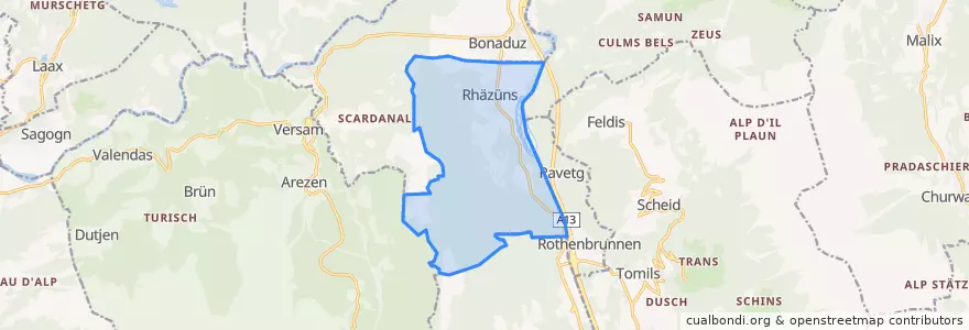 Mapa de ubicacion de Rhäzüns.