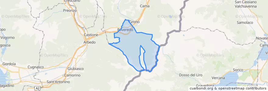 Mapa de ubicacion de Roveredo (GR).