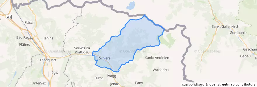 Mapa de ubicacion de Schiers.