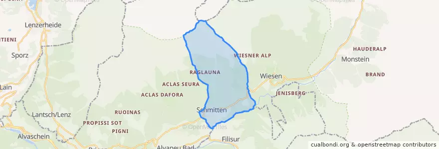 Mapa de ubicacion de Schmitten (GR).