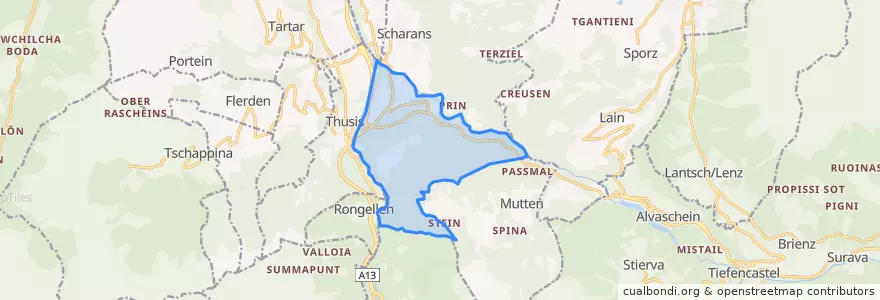 Mapa de ubicacion de Sils im Domleschg.