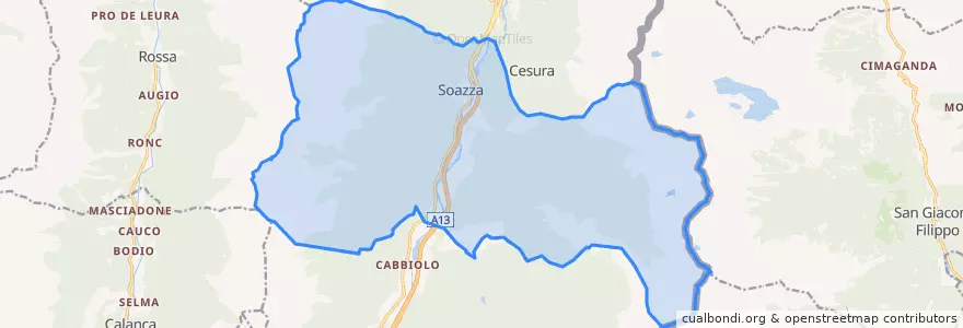 Mapa de ubicacion de Soazza.