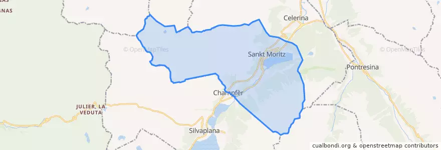 Mapa de ubicacion de Sankt Moritz.