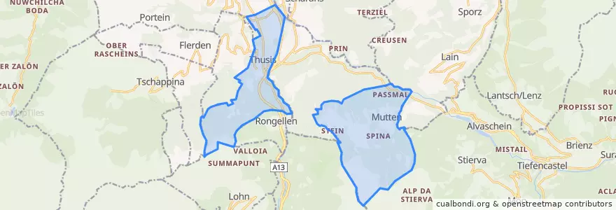 Mapa de ubicacion de Thusis.