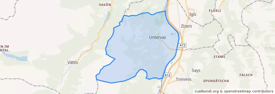 Mapa de ubicacion de Untervaz.