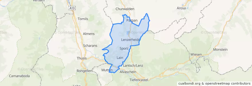 Mapa de ubicacion de Vaz/Obervaz.
