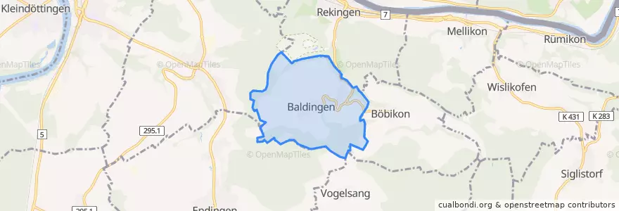 Mapa de ubicacion de Baldingen.