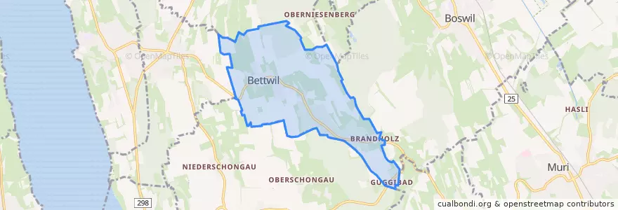 Mapa de ubicacion de Bettwil.