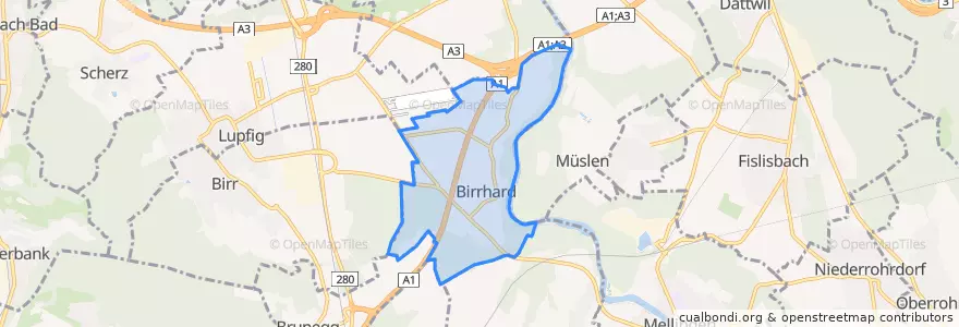 Mapa de ubicacion de Birrhard.
