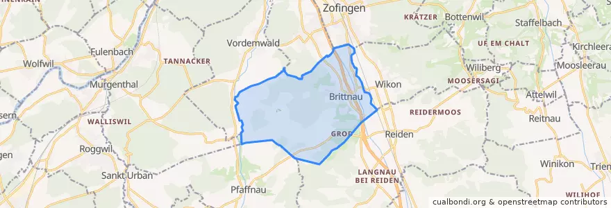 Mapa de ubicacion de Brittnau.