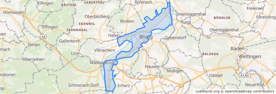 Mapa de ubicacion de Brugg.