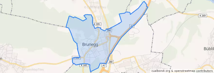 Mapa de ubicacion de Brunegg.
