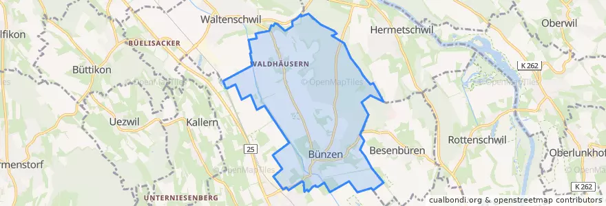Mapa de ubicacion de Bünzen.