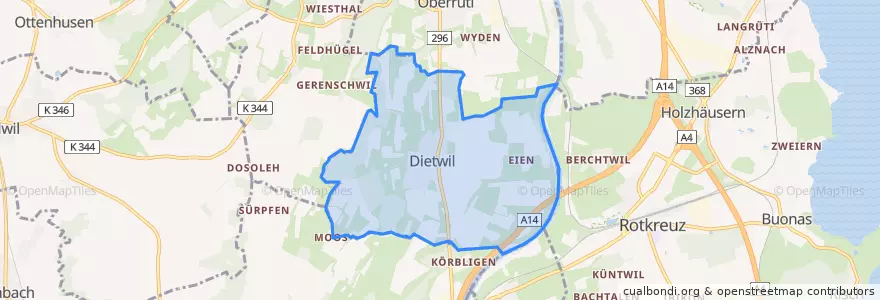 Mapa de ubicacion de Dietwil.