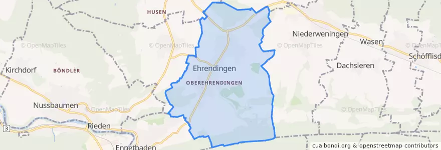 Mapa de ubicacion de Ehrendingen.