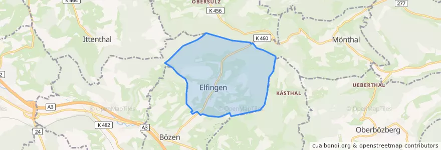 Mapa de ubicacion de Elfingen.