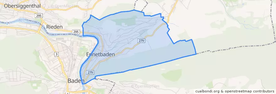 Mapa de ubicacion de Ennetbaden.