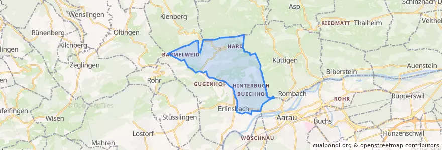 Mapa de ubicacion de Erlinsbach (AG).