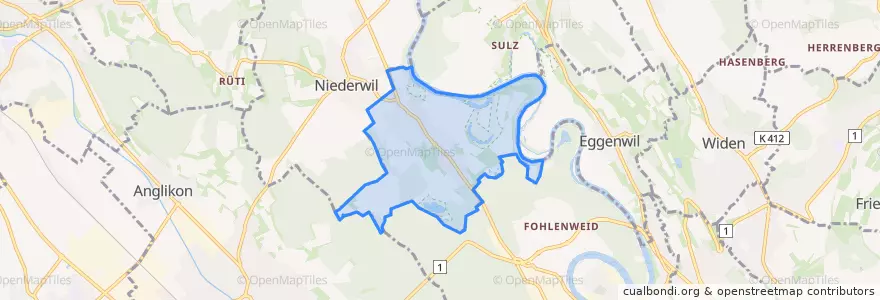 Mapa de ubicacion de Fischbach-Göslikon.