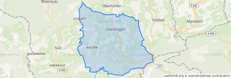 Mapa de ubicacion de Gansingen.