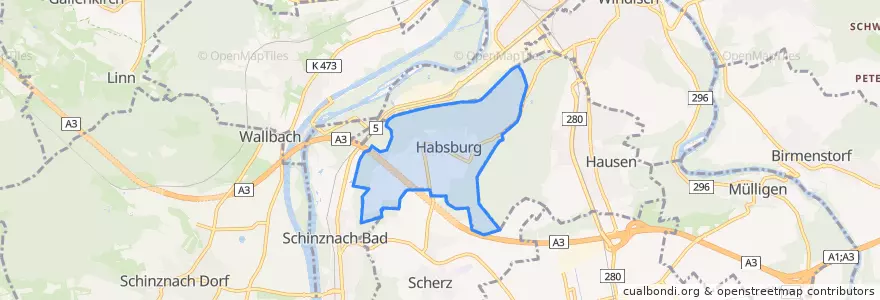 Mapa de ubicacion de Habsburg.