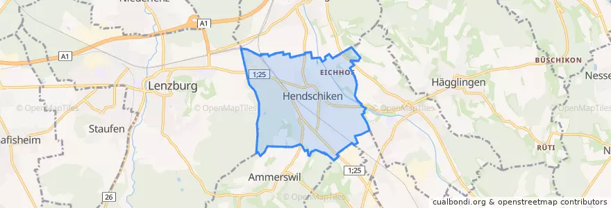 Mapa de ubicacion de Hendschiken.