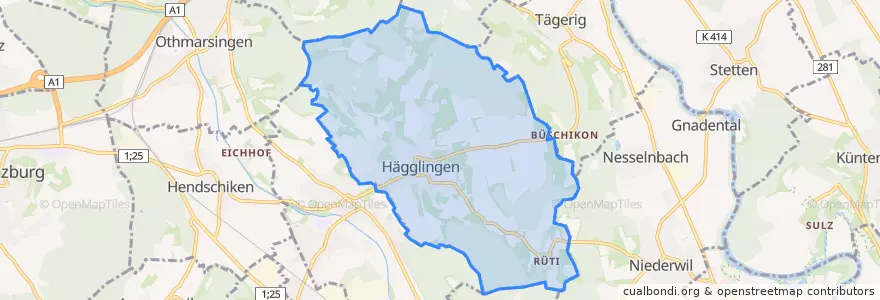 Mapa de ubicacion de Hägglingen.