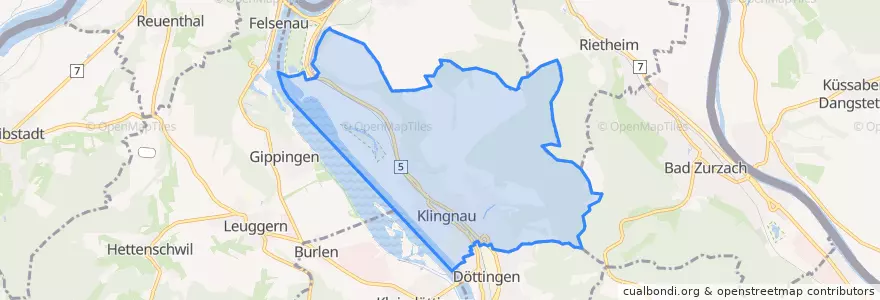 Mapa de ubicacion de Klingnau.