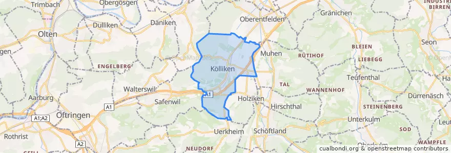Mapa de ubicacion de Kölliken.