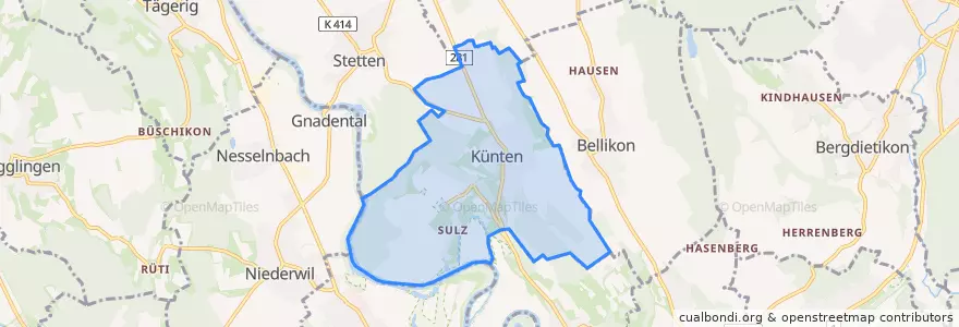 Mapa de ubicacion de Künten.