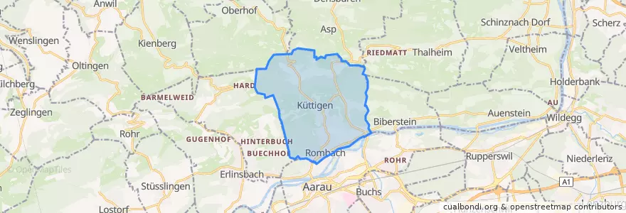 Mapa de ubicacion de Küttigen.