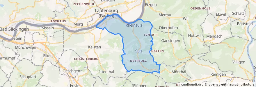 Mapa de ubicacion de Laufenburg.