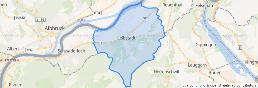 Mapa de ubicacion de Leibstadt.