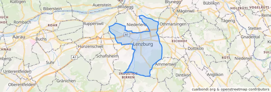Mapa de ubicacion de Lenzbourg.