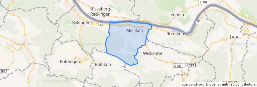 Mapa de ubicacion de Mellikon.